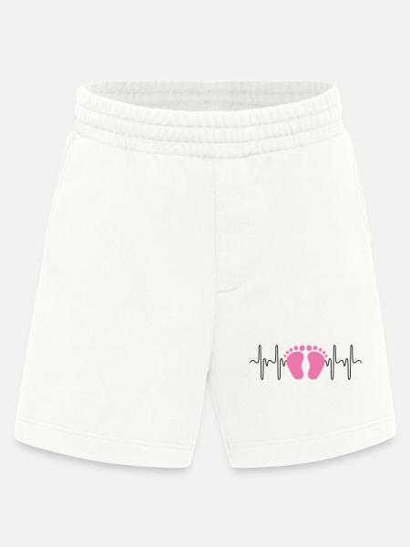 Herzschlag EKG Baby Mädchen rosa Babyfüße - Heavyweight Shorts - made by SPREAD - OFF WHITE