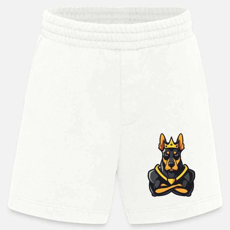 Dobermann Hund Comic Krone - Heavyweight Shorts - made by SPREAD  - OFF WHITE