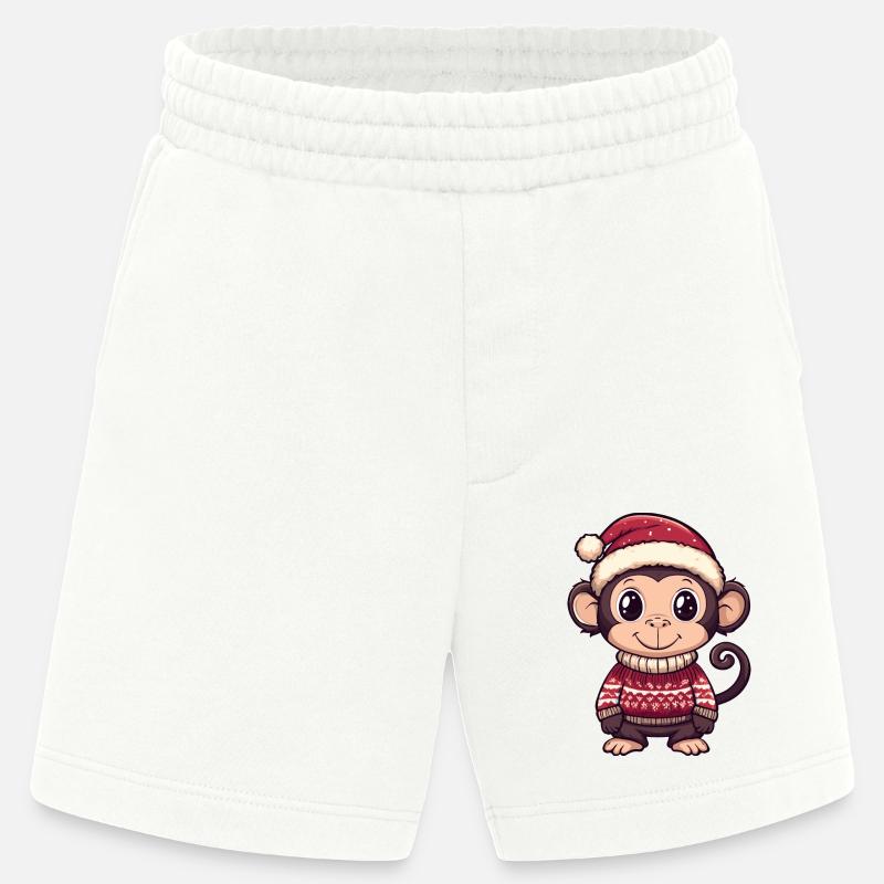 Bande dessinée de Noël Singe - Short bio épais fabriqué en UE - OFF WHITE