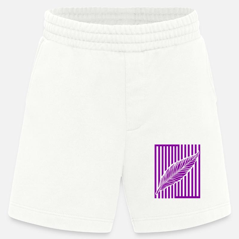 Plume sur barre verticale - Short bio épais fabriqué en UE - OFF WHITE