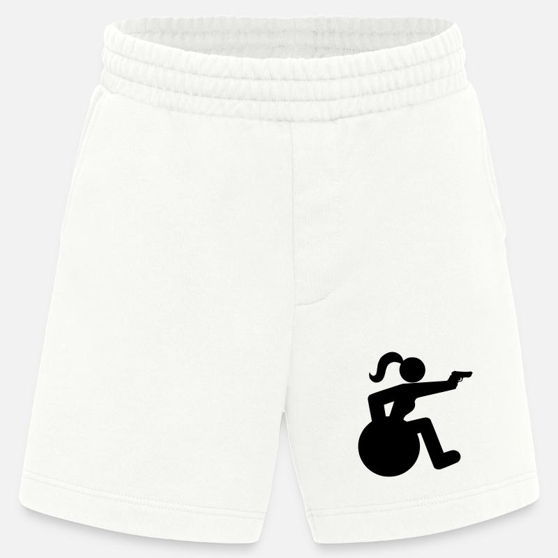 Schießendes Rollstuhlmädchen. Rollstuhlsportlerin * - Heavyweight Shorts - made by SPREAD - OFF WHITE