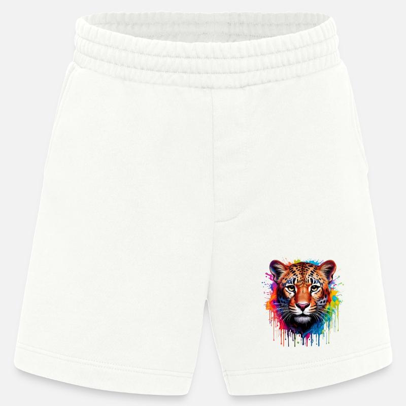 Leopard Farbexplosion Aquarell - Heavyweight Shorts - made by SPREAD  - OFF WHITE