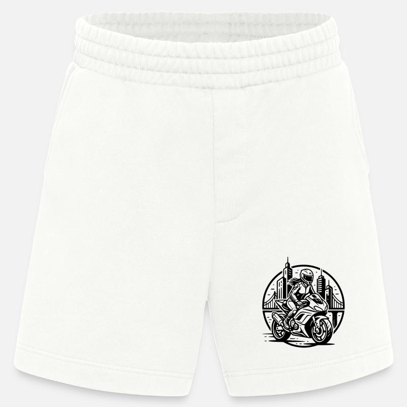 Biker, der auf ein Abenteuer geht - Heavyweight Shorts - made by SPREAD - OFF WHITE