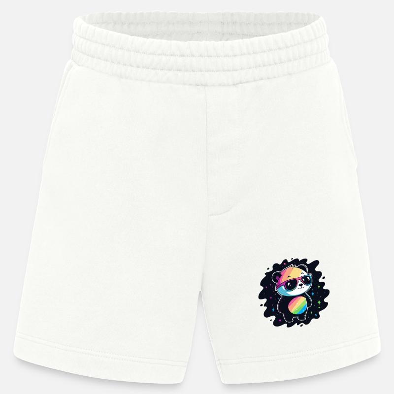 Panda Rainbow Galaxy Cool Glasses - Heavyweight Shorts - made by SPREAD  - OFF WHITE