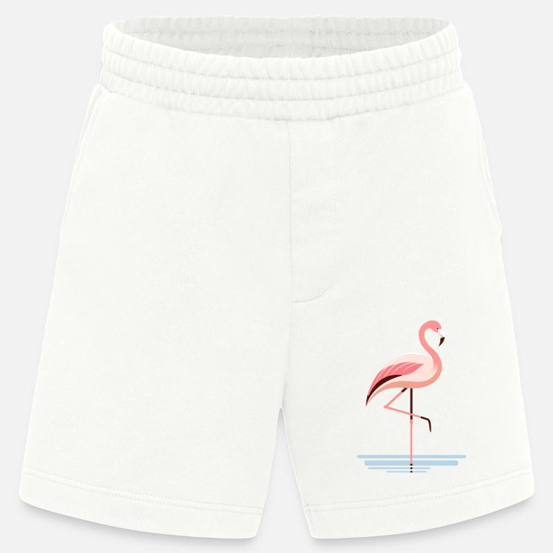 Flamant rose dans l’eau - Short bio épais fabriqué en UE - OFF WHITE