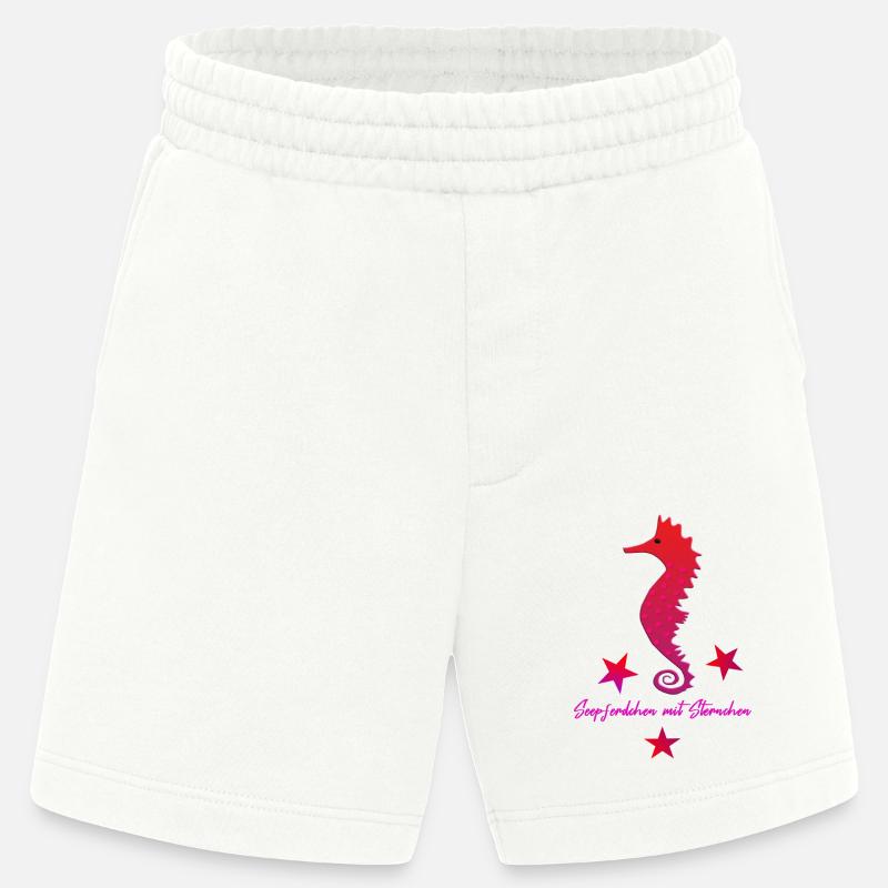 rotes Seepferd mit Sternchen - Heavyweight Shorts - made by SPREAD  - OFF WHITE