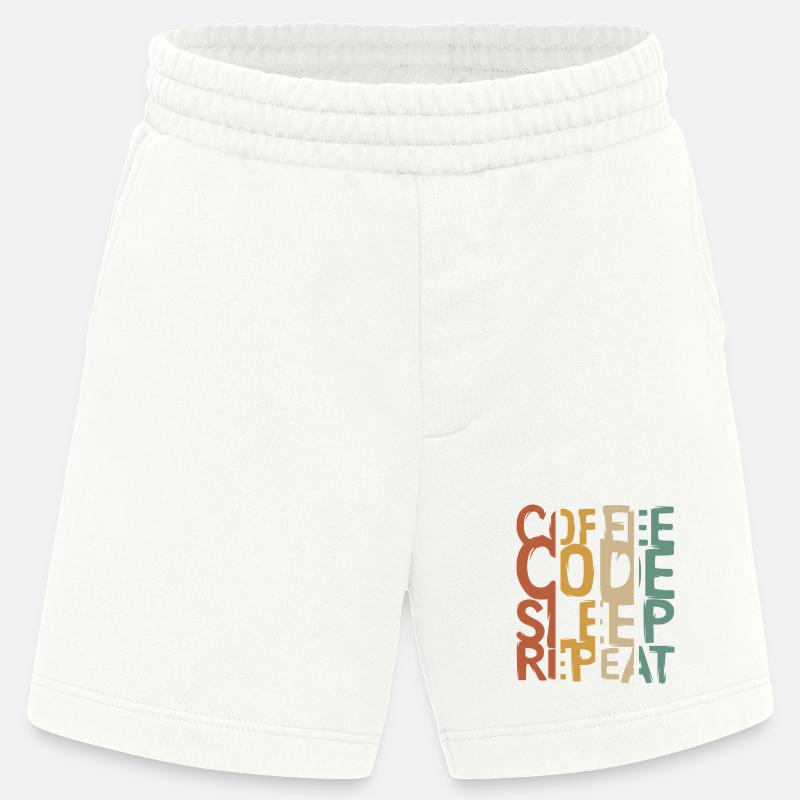 Coffee Code Sleep Repeat – Entwickler Design - Heavyweight Shorts - made by SPREAD  - OFF WHITE