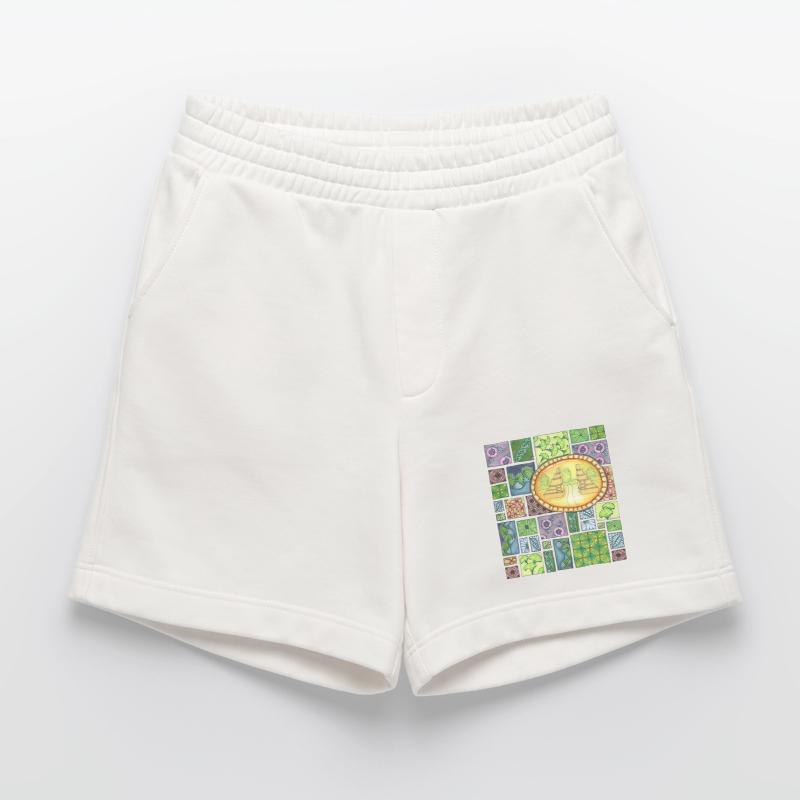 Bali temple on pattern patchwork Heavyweight Shorts - made by SPREAD 
