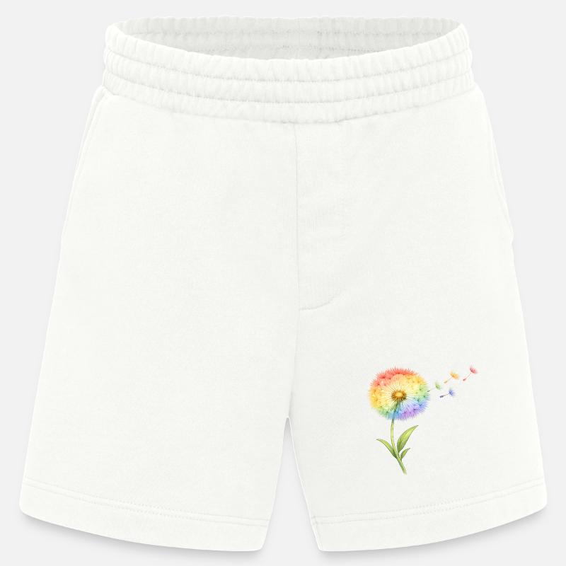 Rainbow Dandelion - Heavyweight Shorts - made by SPREAD  - OFF WHITE