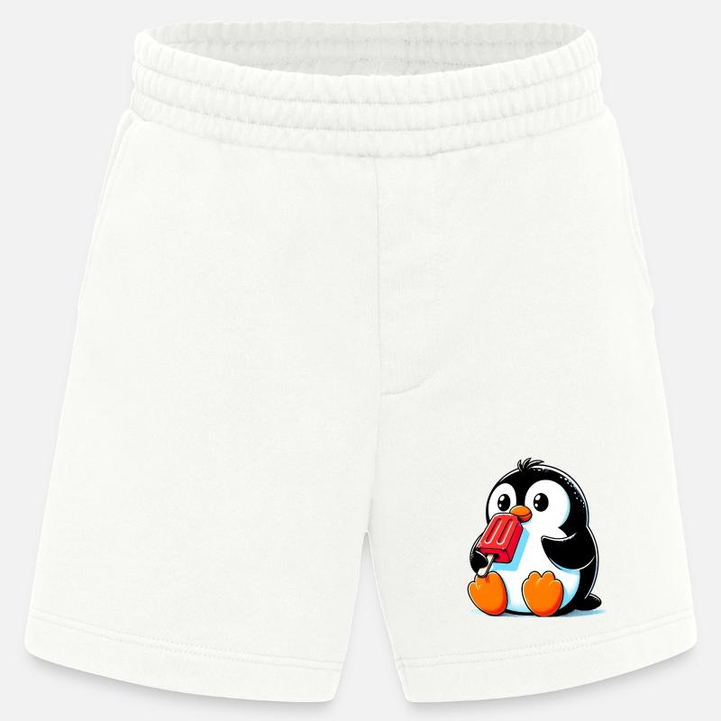 Pinguin isst ein Eis am Stiel - Heavyweight Shorts - made by SPREAD - OFF WHITE