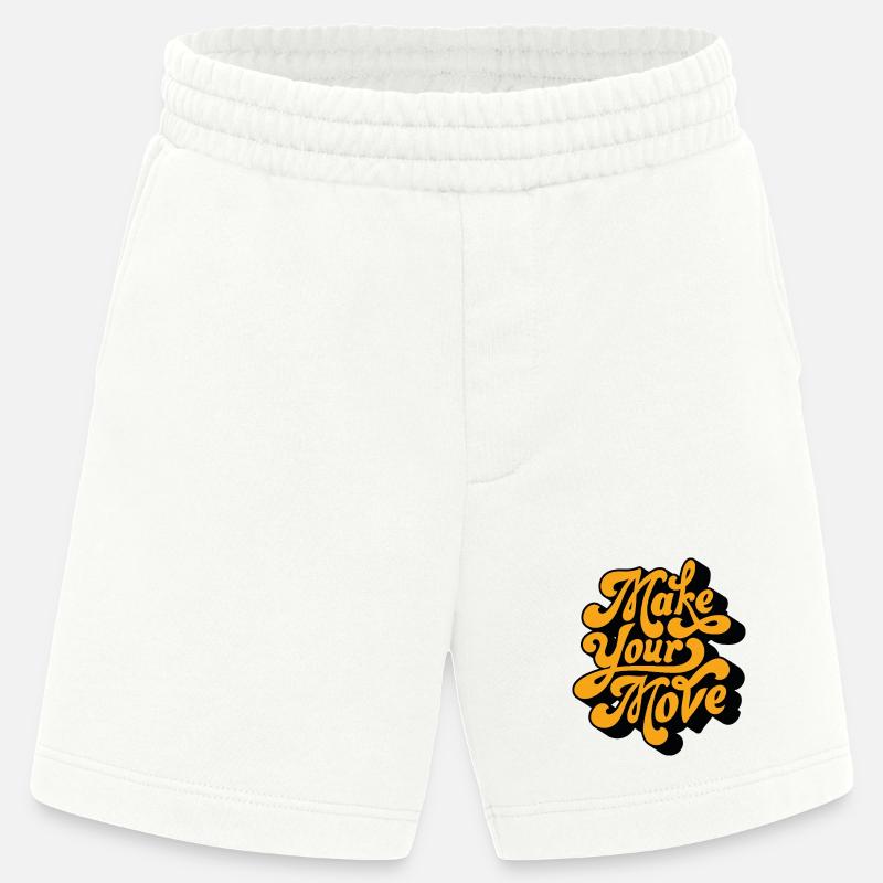 Make Your Move Retro-Skript - Heavyweight Shorts - made by SPREAD  - OFF WHITE
