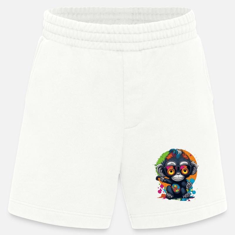 Neon Spectacled Monkey Splash - Monkey - Monkey - Heavyweight Shorts - made by SPREAD  - OFF WHITE