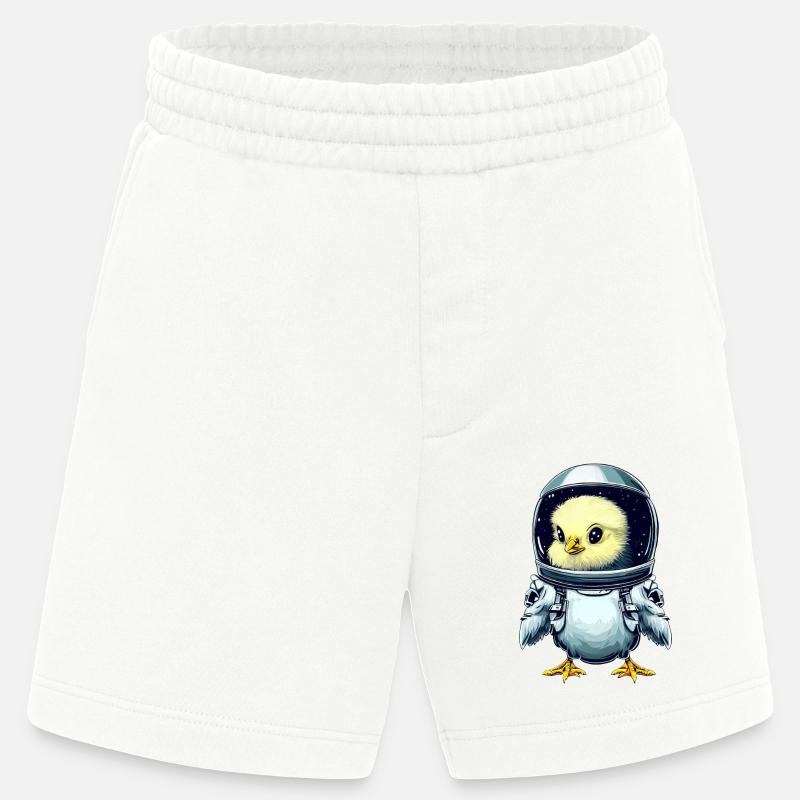 Chicken and chick astronauts, creative - Heavyweight Shorts - made by SPREAD - OFF WHITE