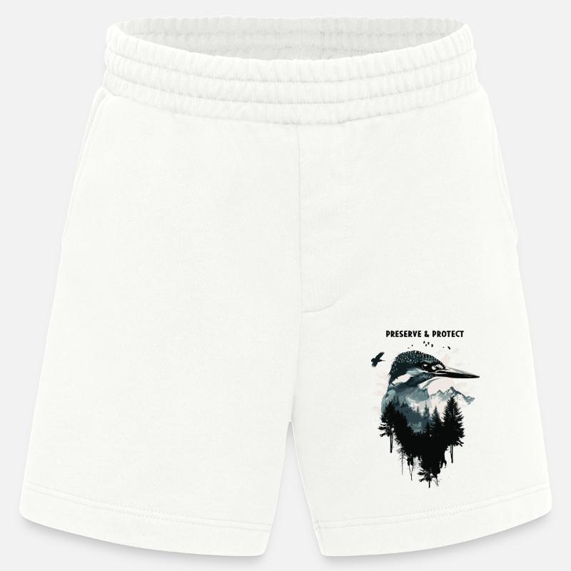 Preserve & Protect Eisvogel Vogel - Heavyweight Shorts - made by SPREAD  - OFF WHITE