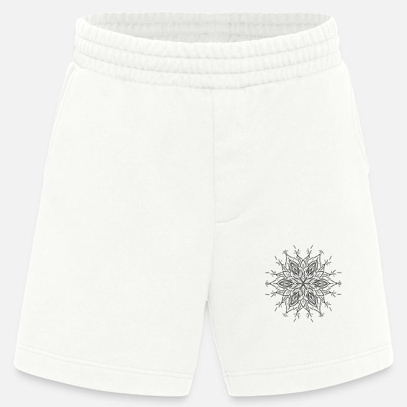 Mandala Flower Lines Shape Pattern - Short bio épais fabriqué en UE - OFF WHITE
