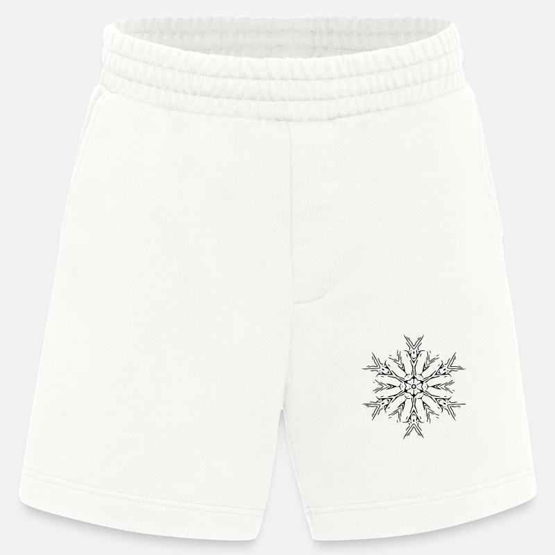 Mandala Lines Abstract Shape Pattern - Short bio épais fabriqué en UE - OFF WHITE
