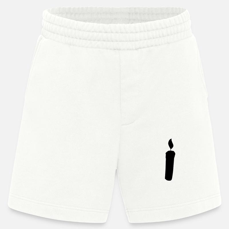 Candle Shape Symbol Fire Light - Heavyweight Shorts - made by SPREAD - OFF WHITE