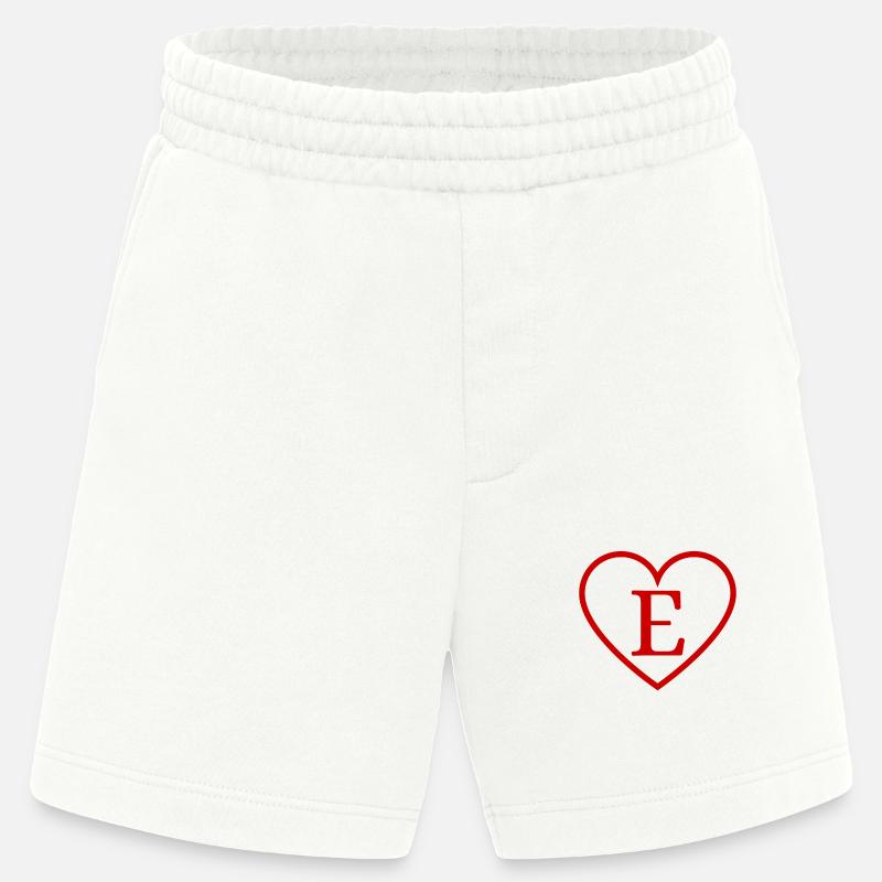 Buchstabe e rotes Herz - Heavyweight Shorts - made by SPREAD - OFF WHITE