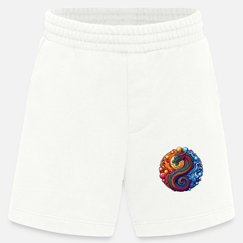 Lebendiger Yin-Yang-Drache - Heavyweight Shorts - made by SPREAD  - OFF WHITE