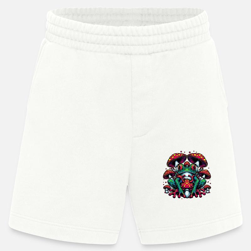 Frog with toadstool - Heavyweight Shorts - made by SPREAD  - OFF WHITE