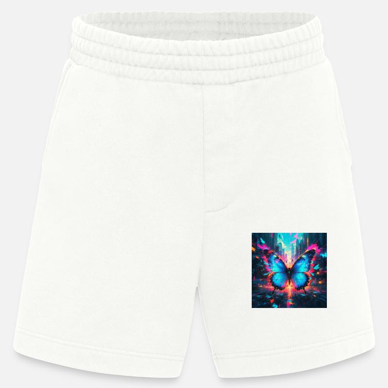 Neon Blauer Morphofalter Schmetterling - Heavyweight Shorts - made by SPREAD - OFF WHITE