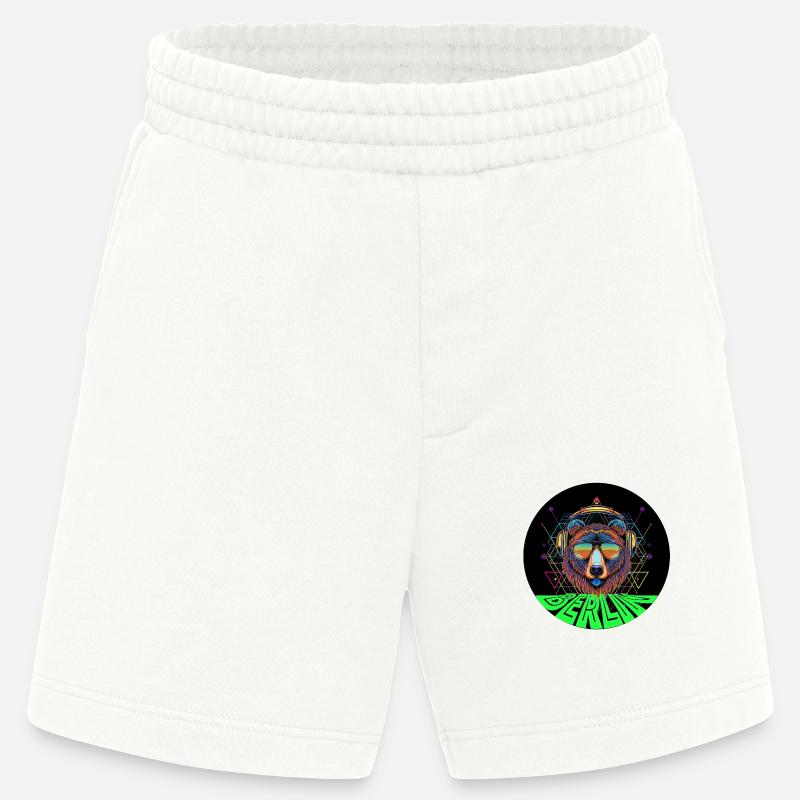 rund Bär mit Kopfhörer techno - Heavyweight Shorts - made by SPREAD  - OFF WHITE