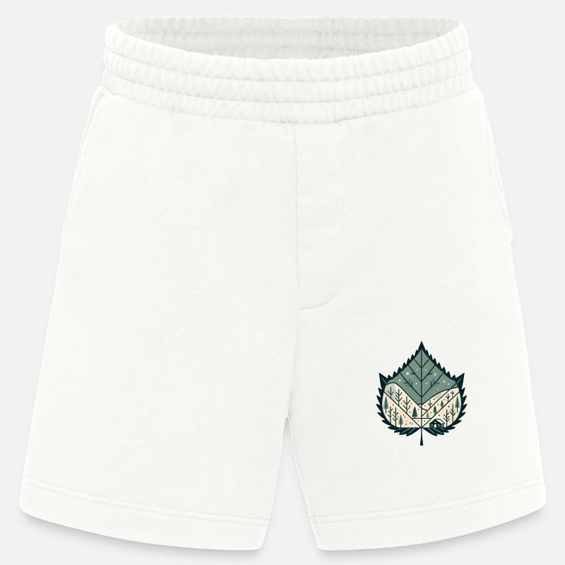 Blatt mit winterlicher Landschaft - Heavyweight Shorts - made by SPREAD  - OFF WHITE