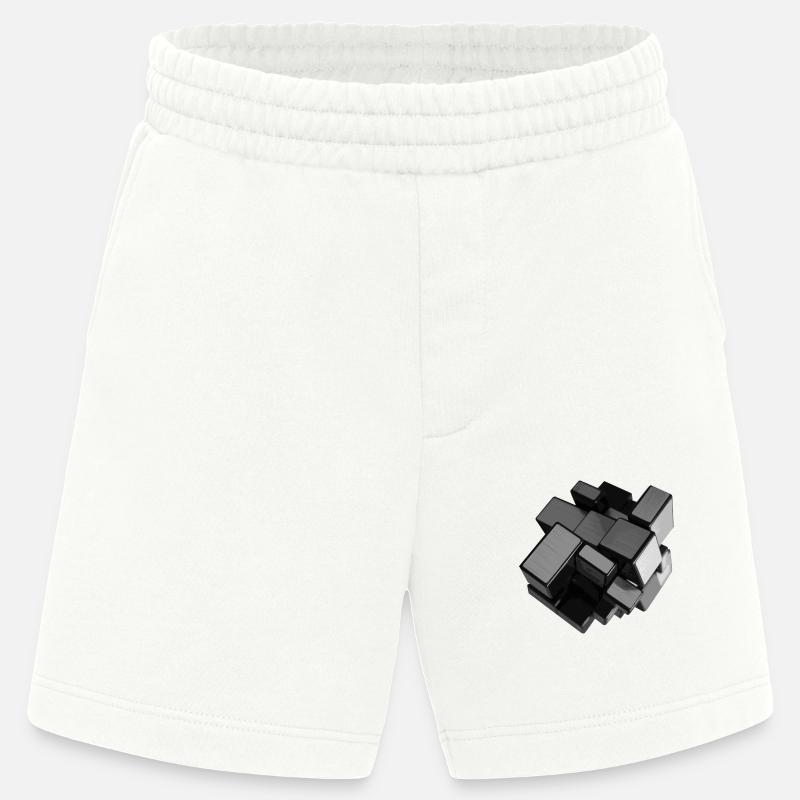 Silver-grey unstructured cube in perspective - Heavyweight Shorts - made by SPREAD  - OFF WHITE