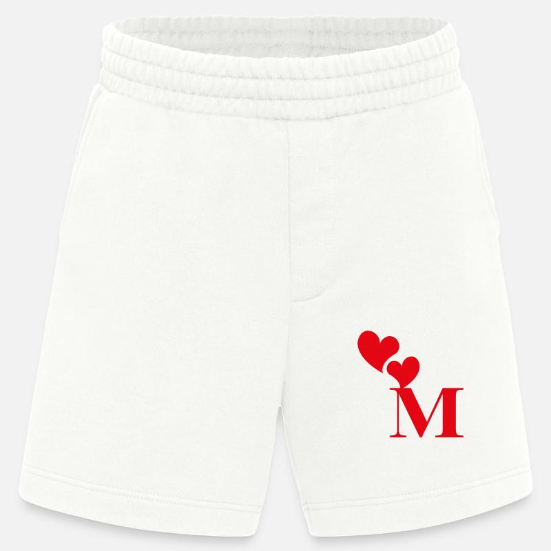 Buchstabe m rotes Herz - Heavyweight Shorts - made by SPREAD  - OFF WHITE