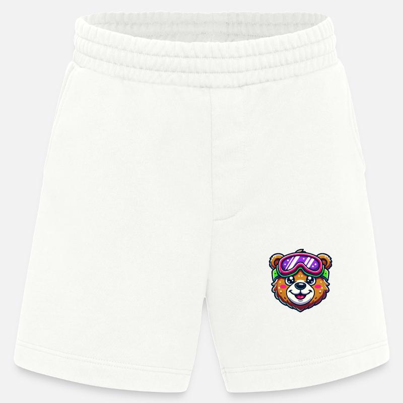 Bear Comic Ski Goggles - Heavyweight Shorts - made by SPREAD  - OFF WHITE