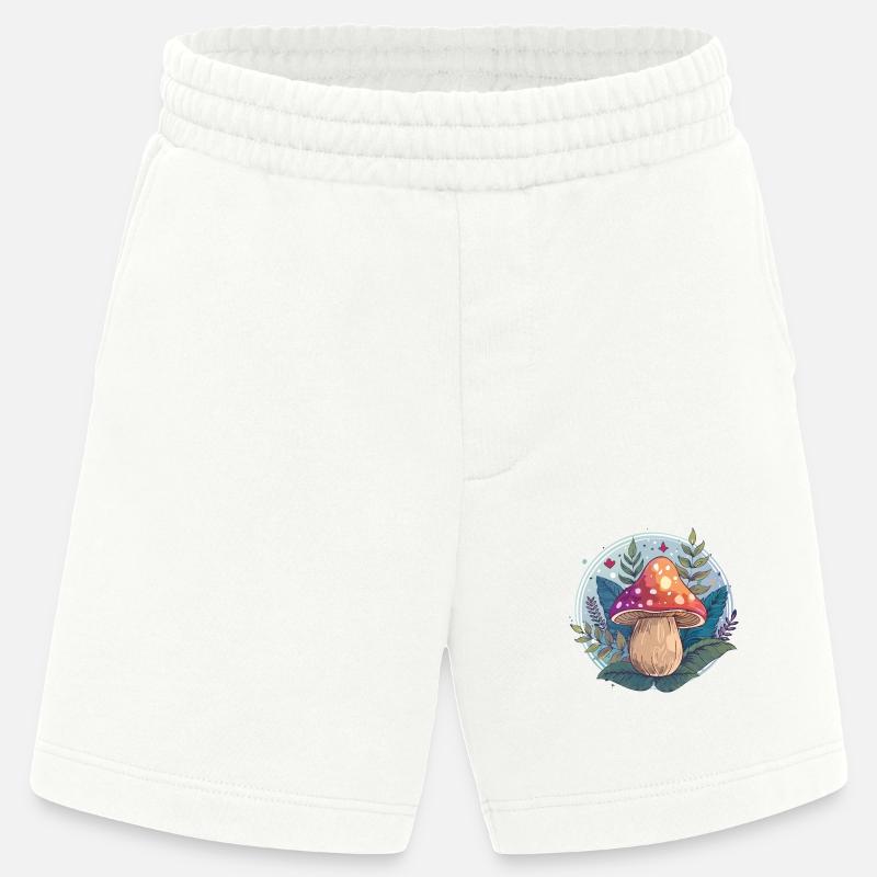 Flowers,toadstool,mushroom,forest,illustration - Heavyweight Shorts - made by SPREAD  - OFF WHITE