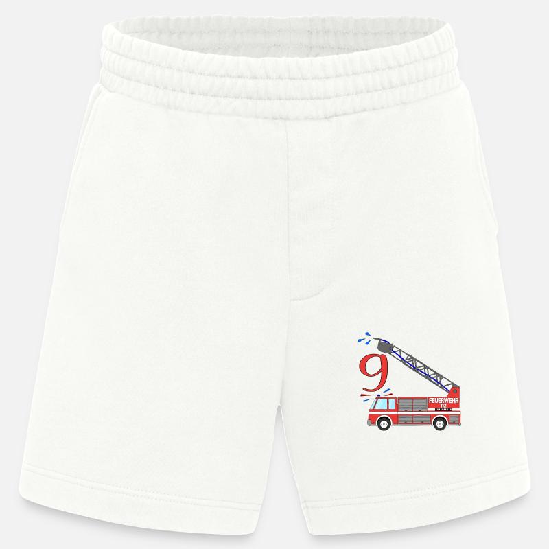 Fire engine 9th birthday - Heavyweight Shorts - made by SPREAD  - OFF WHITE