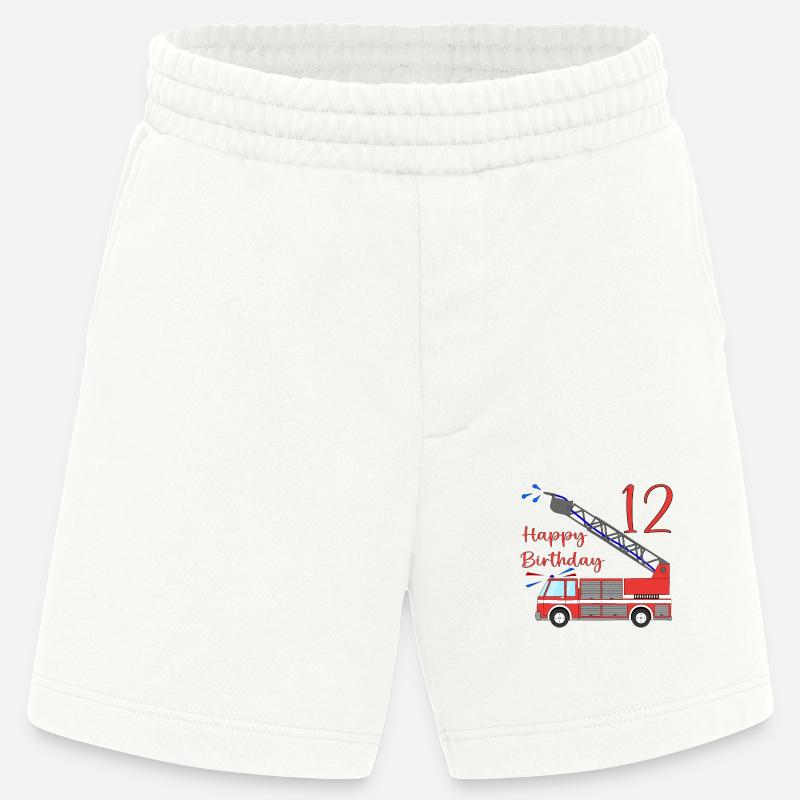 Fire engine Happy Birthday 12 - Heavyweight Shorts - made by SPREAD  - OFF WHITE