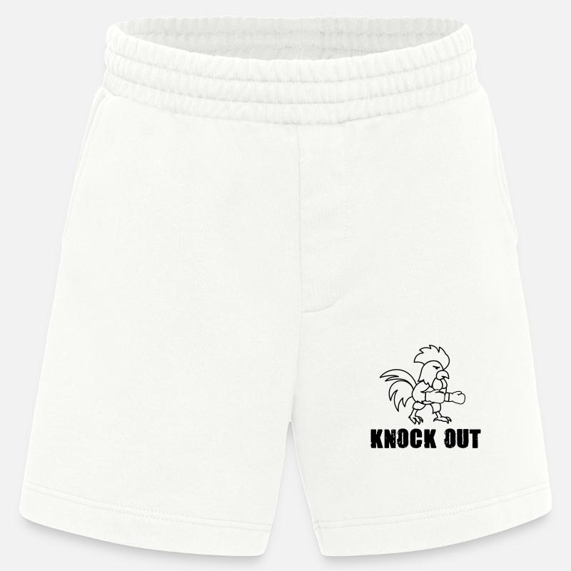 hahn boxer knock out comic - Heavyweight Shorts - made by SPREAD  - OFF WHITE