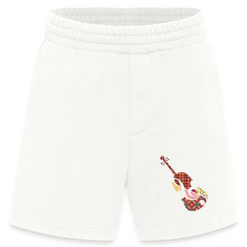 schöne Patchwork Violine mit Violinschlüssel - Heavyweight Shorts - made by SPREAD  - OFF WHITE - Vorne