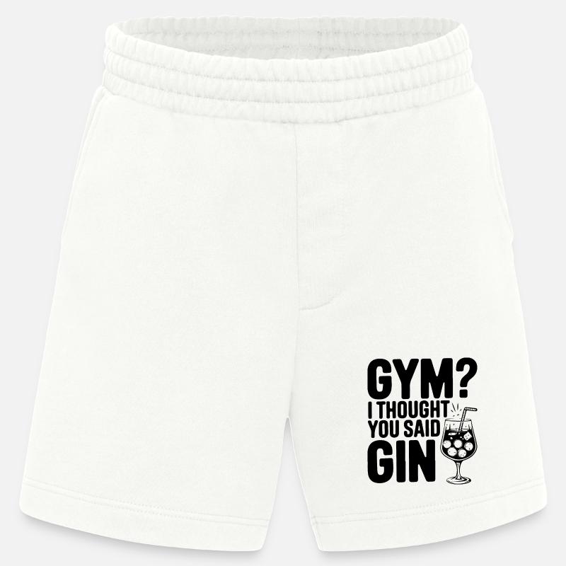 Fitnessstudio oder Gin? Lustiges Zitat - Heavyweight Shorts - made by SPREAD  - OFF WHITE