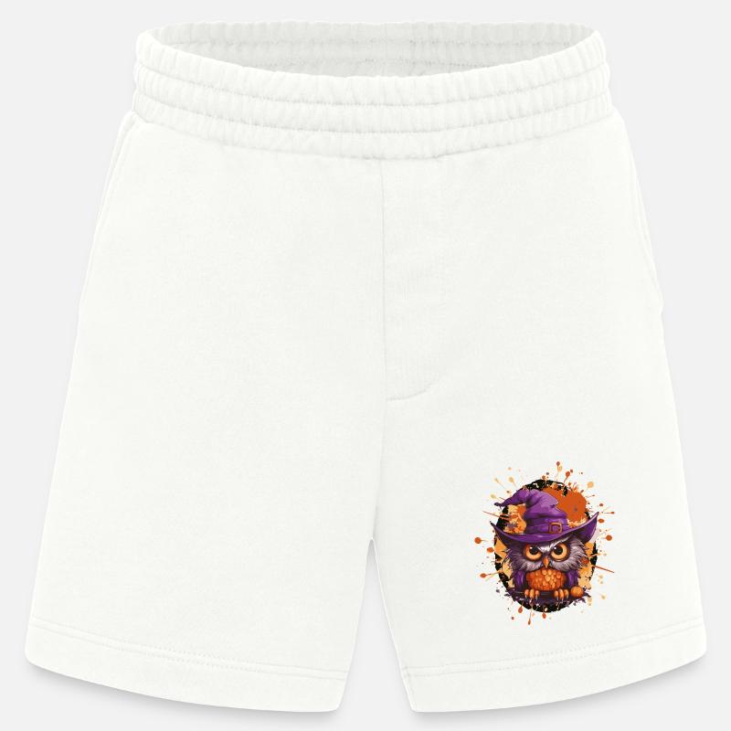 Owl Magic with Witch Hat - Heavyweight Shorts - made by SPREAD  - OFF WHITE