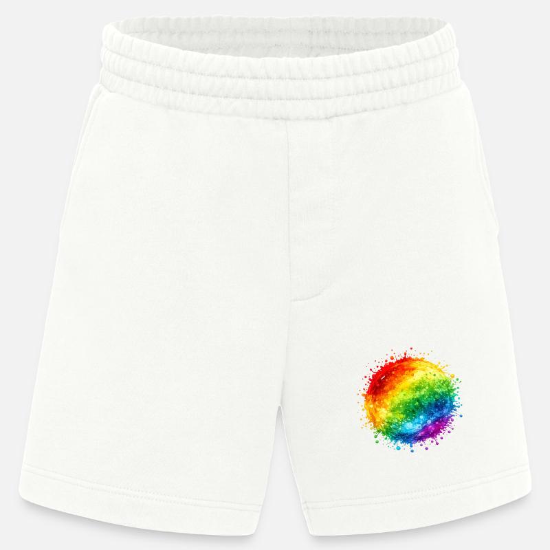 Regenbogenfarbene Farbspritzer Explosion - Heavyweight Shorts - made by SPREAD  - OFF WHITE