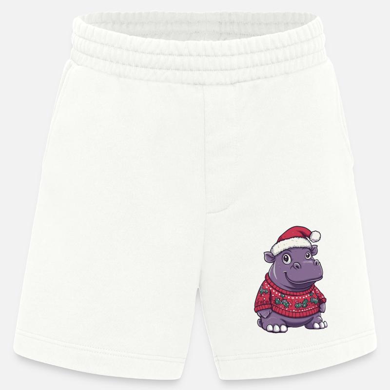Nilpferd Weihnachten Comic - Heavyweight Shorts - made by SPREAD  - OFF WHITE