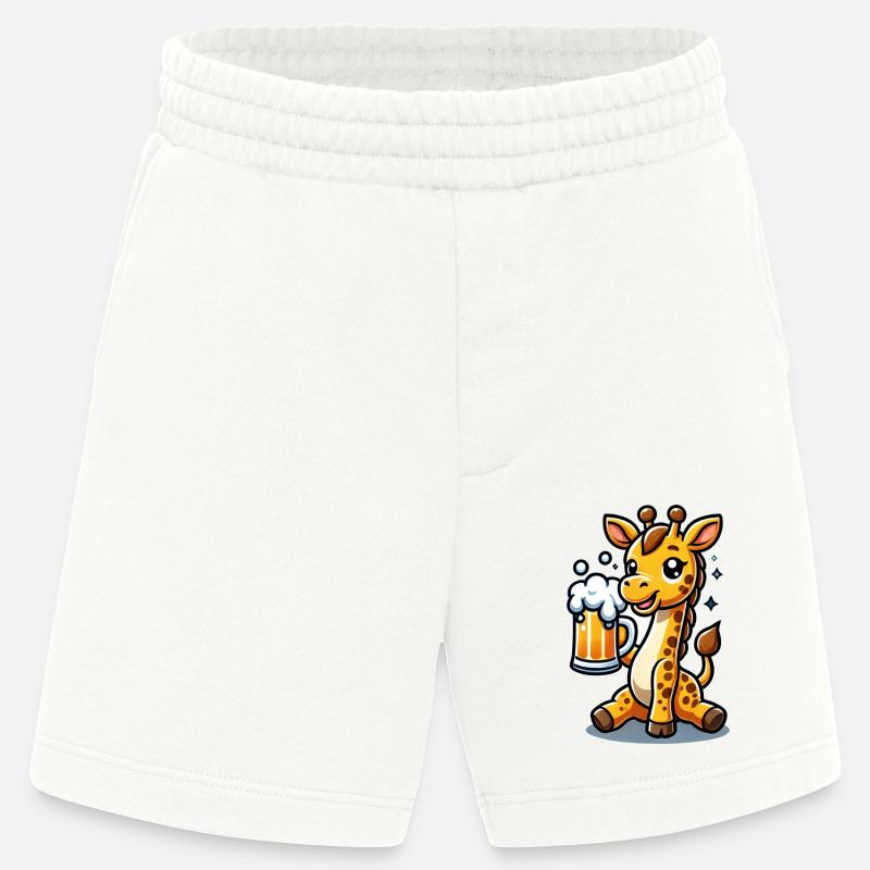 Cute Giraffe Drinking Beer 3 - Heavyweight Shorts - made by SPREAD  - OFF WHITE