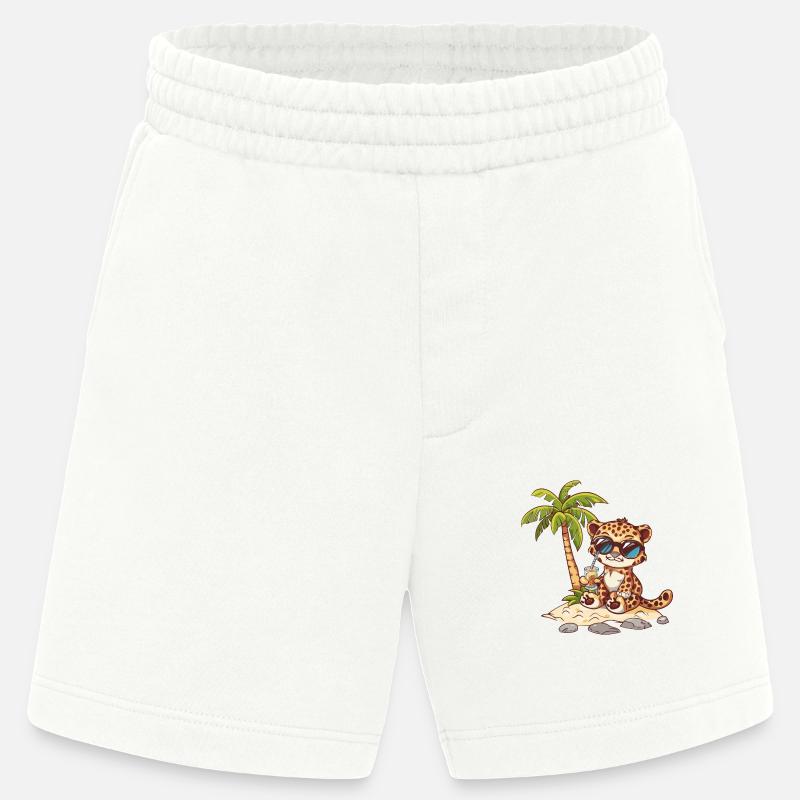 Leopard Sommer Strand Comic - Heavyweight Shorts - made by SPREAD  - OFF WHITE