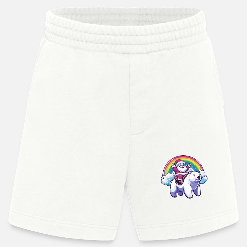 Eisbär Weihnachtsmann Regenbogen - Heavyweight Shorts - made by SPREAD  - OFF WHITE
