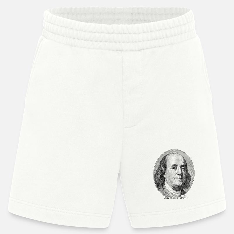 $ 100 Benjamin Franklin - Heavyweight Shorts - made by SPREAD  - OFF WHITE