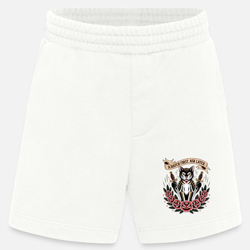 Scratch First Cat - Heavyweight Shorts - made by SPREAD  - OFF WHITE