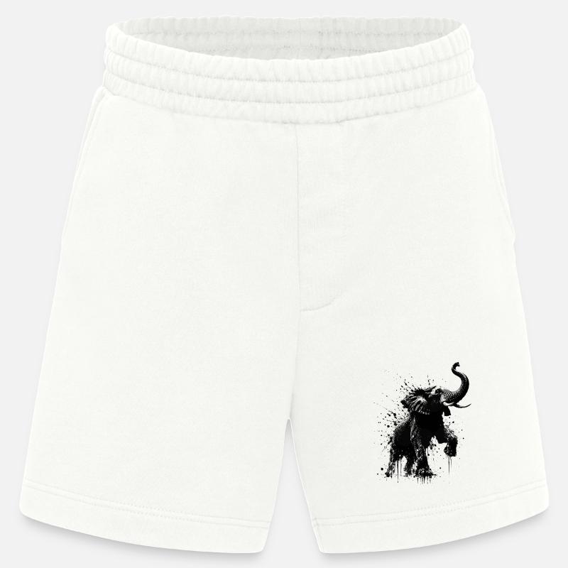 Schwarzer Elefant Spritzer - Heavyweight Shorts - made by SPREAD - OFF WHITE