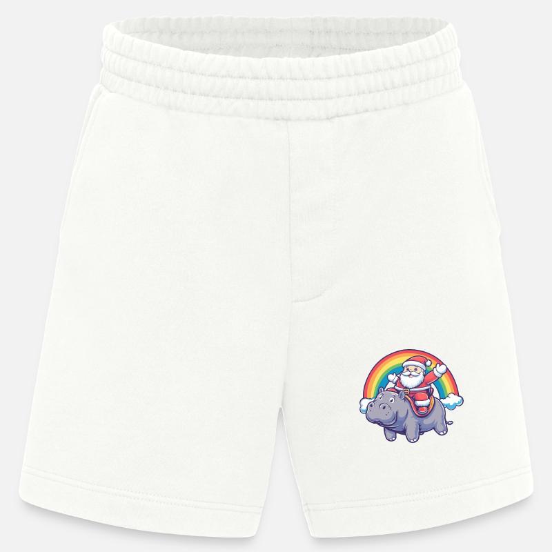Nilpferd Weihnachtsmann Regenbogen - Heavyweight Shorts - made by SPREAD  - OFF WHITE