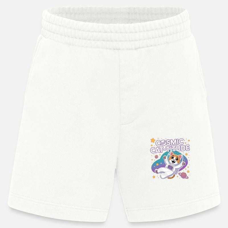 Cosmic Cat-titude – Intergalactic Cat Power - Heavyweight Shorts - made by SPREAD  - OFF WHITE