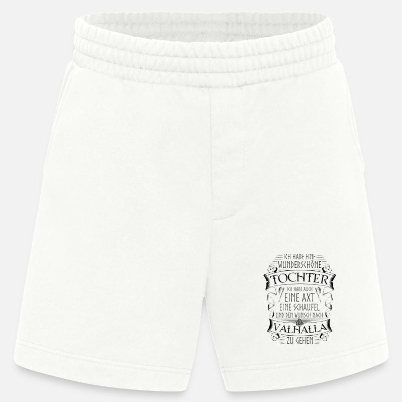 Vater Tochter Wikinger Spruch Valknut Valhalla - Heavyweight Shorts - made by SPREAD - OFF WHITE