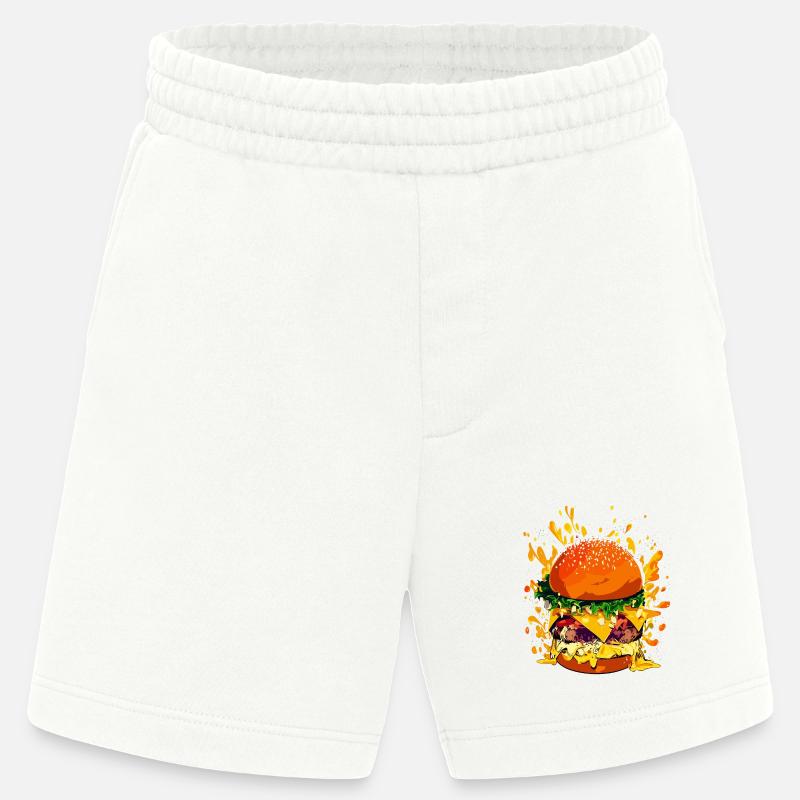 Extravaganter Cheeseburger mit Käse Splatter - Heavyweight Shorts - made by SPREAD  - OFF WHITE