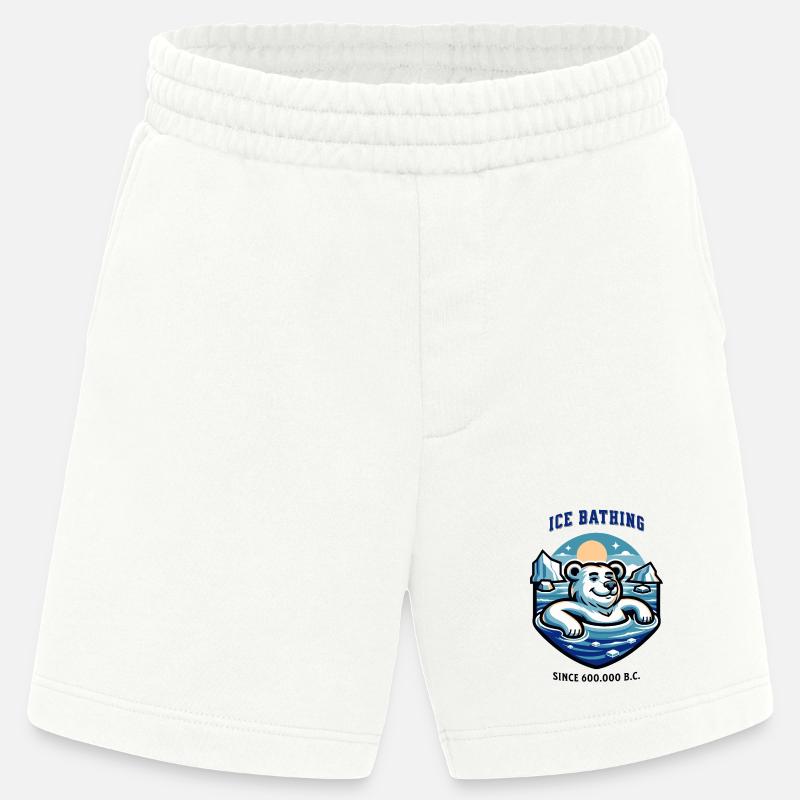 relaxter Eisbär beim Eisbaden lustiger Spruch - Heavyweight Shorts - made by SPREAD  - OFF WHITE